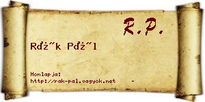 Rák Pál névjegykártya